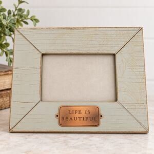Life Is Beautiful 4x6 Picture Frame Distressed Wood Rustic Farmhouse Cottage